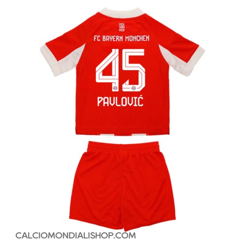 Maglie da calcio Bayern Munich Aleksandar Pavlovic #45 Prima Maglia Bambino 2025-26 Manica Corta (+ Pantaloni corti)